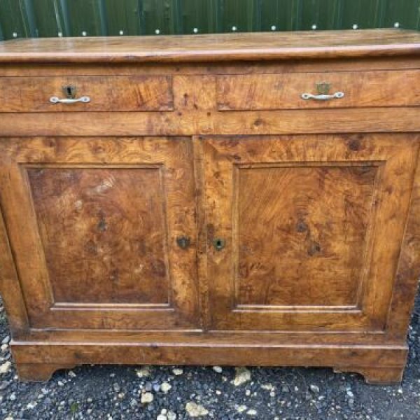 Antique French Burr Walnut Sideboard Buffet, circa 1860