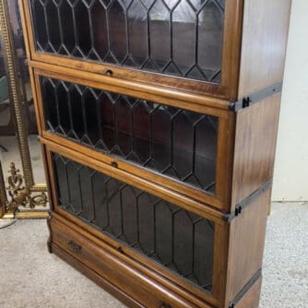 Antique Globe Wernicke Mahogany Leaded Glass Solicitor Barrister Bookcase