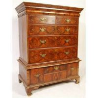 Antique William &amp; Mary Walnut Oyster Chest on Stand, circa 1690