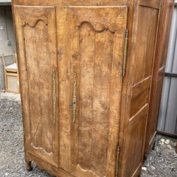 Antique French Walnut Provincial Armoire Linen Cupboard, c 1790