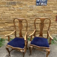 Antique Pair Queen Anne Carver Chairs Glasgow School of Art, c 1920