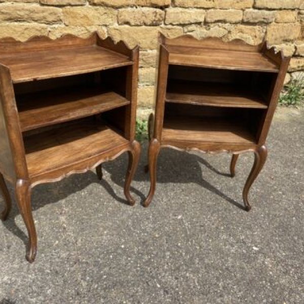 Antique Pair French Mahogany Bedside Nightstand Cupboards, c1920