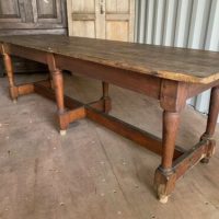 Antique Mahogany Brass &amp; Pine School Refectory Dining Table, c 1860