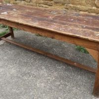 Antique French Pine School Farmhouse Refectory Artist Table, c 1900 L201