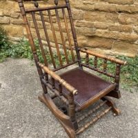 Antique American Walnut Rocking Armchair