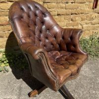 Antique Brown Hillcrest Rotating Leather Desk Chair