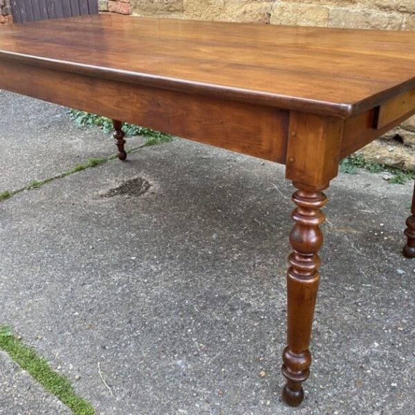Antique French Cherrywood Refectory Dining Table, c 1850. L180