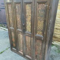 Antique Painted English Pine Unusual Housekeeper&#8217;s Cupboard, c 1870