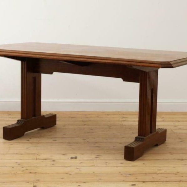 Antique Betty Joel Token Works Mahogany Refectory Design Table