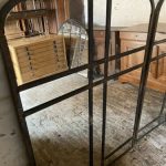 Antique French Industrial Large Cast Iron Mirror Window, c 1900