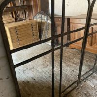 Antique French Industrial Large Cast Iron Mirror Window, c 1900