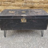 Antique Militaria Travel Trunk Box Lamp Table Coffee