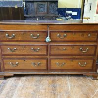 Antique Georgian Oak &amp; Mahogany Mule Lancashire Chest Bank Drawers, c 1790