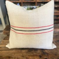 Red and Black thin Stripe Herringbone Cushion