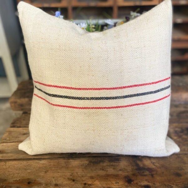 Red and Black thin Stripe Herringbone Cushion