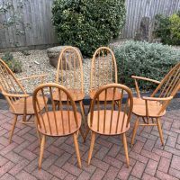 Mid Century Set of Six Ercol Windsor Dining Chairs