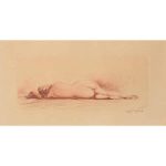 Jean Auguste Vyboud &#8211; Framed Nude Etching