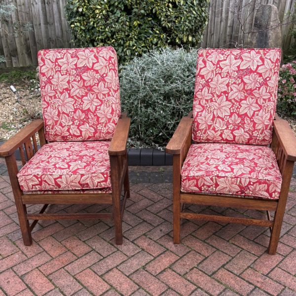 Pair of Arts &#038; Crafts Reclining Armchairs c1900