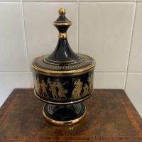 I Spyropoulos 24 carat hand painted glass dish &#038; lid.