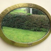 Arts &#038; Crafts Brass Oval Wall Mirror c1900