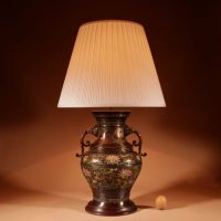 A Large Impressive Champlevé Japanese bronze table lamp.
