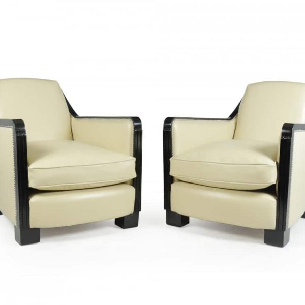 A Pair of art Deco Leather Armchairs
