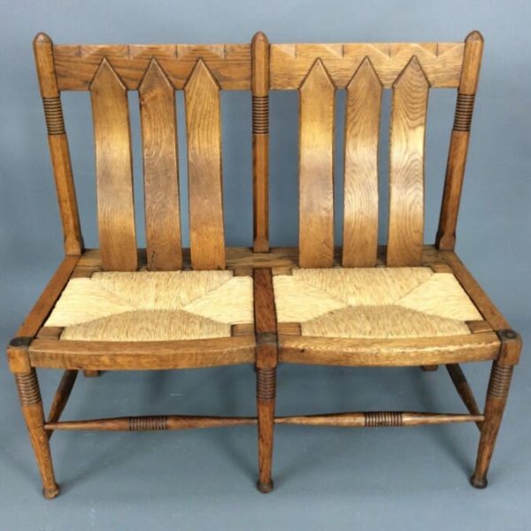 Arts &amp; Crafts William Birch Oak Settle c1905
