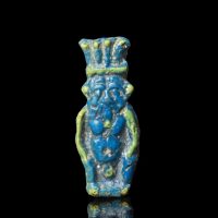 Ancient Egyptian Polychrome Amulet of the god Bes