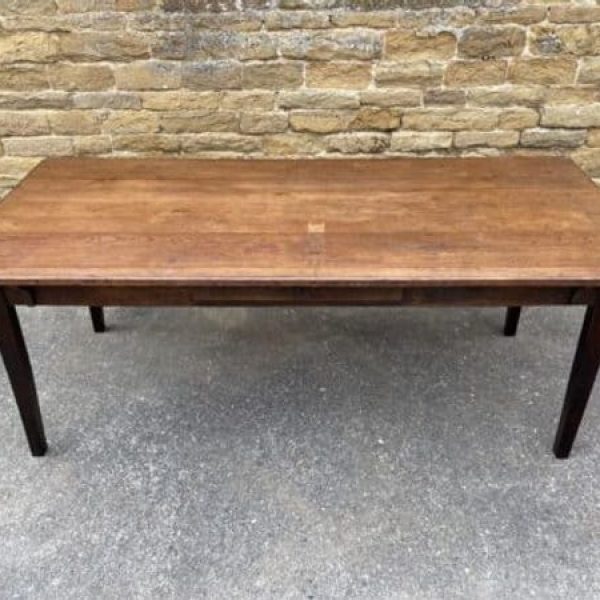 Antique French Pine &amp; Oak Refectory Dining Table, c 1800. L202