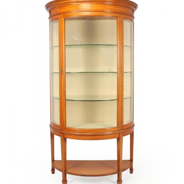 Antique Satinwood Demi Lune Display Cabinet c1900
