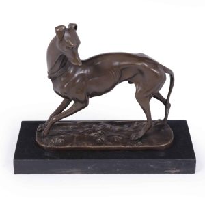 Art Deco Whippet Sculpture in Bronze by Bayre