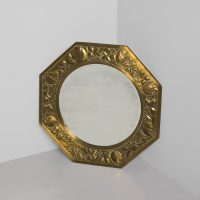 Arts &amp; Crafts Brass Embossed Mirror