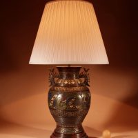 A Large Impressive Champlevé Japanese bronze table lamp.