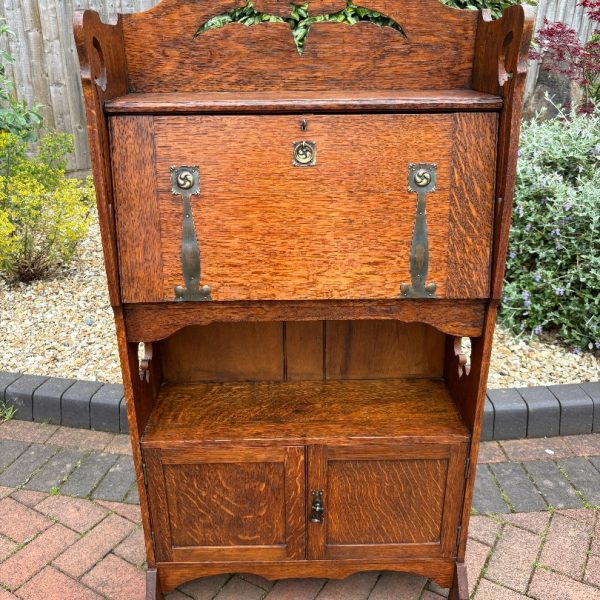 Arts &amp; Crafts Oak Bureau Bookcase