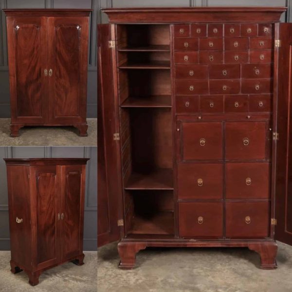 Rare George III Irish Mahogany Fitted Estate Cabinet