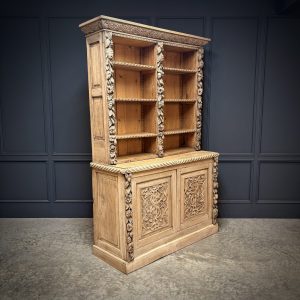 Bleached-Carved-Oak-Open-Bookcase