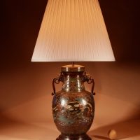 A Large Impressive Champlevé Japanese bronze table lamp.