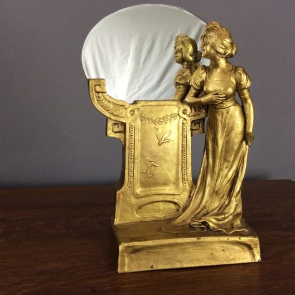 Large Art Nouveau Figural Mirror by Goldscheider c1895