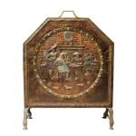 19thc Repousse Copper Fire Screen