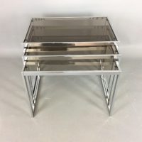 Mid Century Chrome &#038; Glass Nest of Tables by Howard Miller