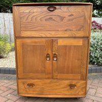 Mid Century Ercol Writing Bureau / Cocktail Cabinet