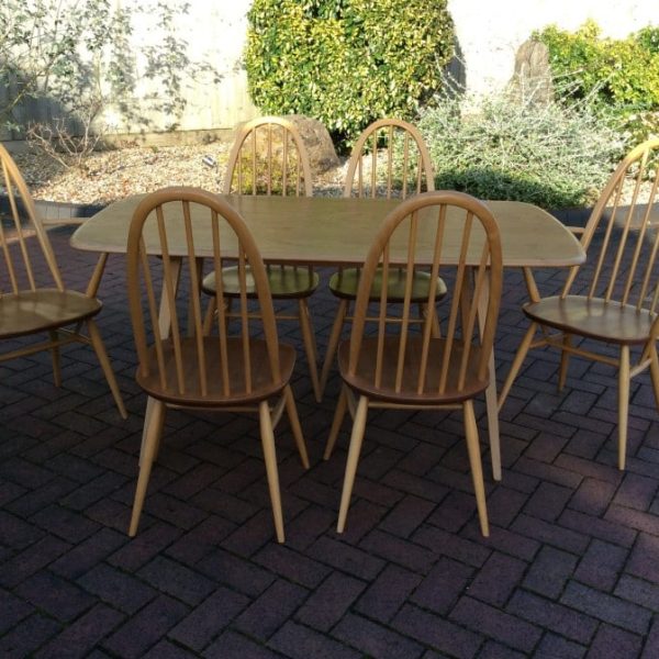 Ercol Dining Table and Six Windsor Chairs