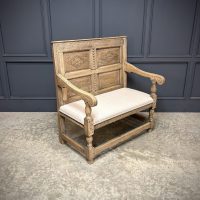 18th Century Carved Bleached Oak Bench