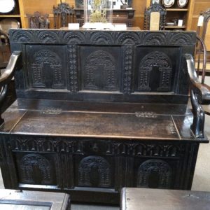 Carved Oak Settle 5