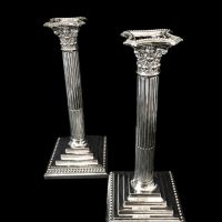 Antique Victorian Large Silver Plated Candlesticks c1870