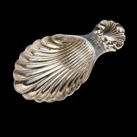 Vintage Solid Silver Shell Caddy Spoon