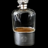 Antique Solid Silver and Cut Glass Hip Flask 1902