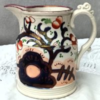 Antique Victorian Gaudy Welsh &#8220;Cherry Tree&#8221; Jug