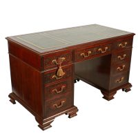 Chippendale-style mahogany pedestal desk by ‘James Shoolbred &amp; Co’
