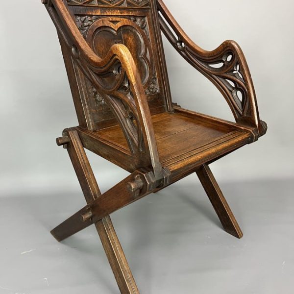 Glastonbury Carved Oak Armchair c1880